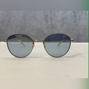 New Garrett Leight Paloma Gold Frame Sunglasses Blue Lenses